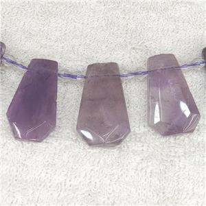 Amethyst teardrop beads, top-drilled, approx 12-27mm