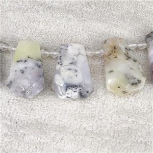 white Moss Opal teardrop beads, topdrilled, approx 12-27mm