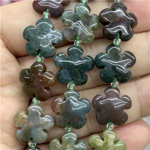 Indian Agate flower beads, approx 15mm