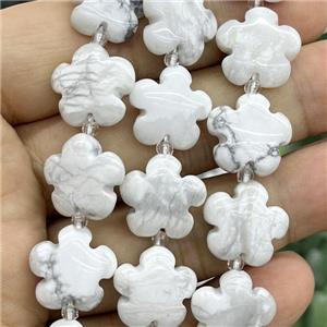 white Howlite Turquoise flower beads, approx 15mm