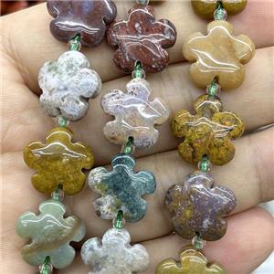 Ocean Agate flower beads, approx 15mm