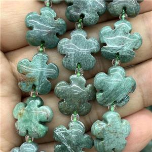 green Amazonite flower beads, approx 15mm