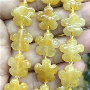 yellow Aventurine flower beads, approx 15mm
