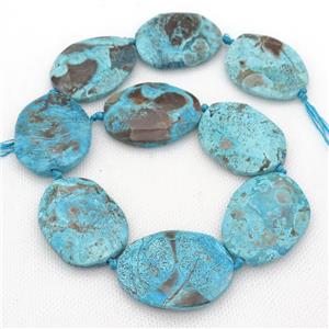 blue Ocean Jasper slice Beads, freeform, faceted, approx 30-40mm
