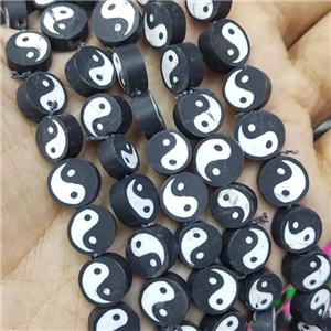 Polymer Clay yinyang taichi beads, approx 10mm