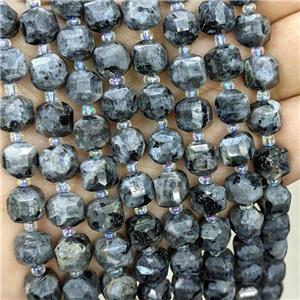 black Labradorite Beads, faceted cube, approx 8-9mm
