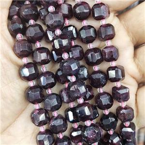Garnet Beads, faceted cube, approx 8-9mm