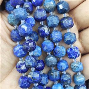 blue Lapis Lazuli Beads, faceted cube, approx 8-9mm