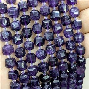purple Amethyst Beads, faceted cube, approx 8-9mm