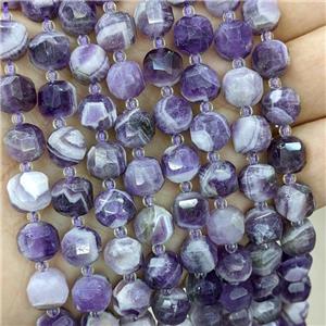Dogtooth Amethyst Beads, faceted cube, approx 8-9mm