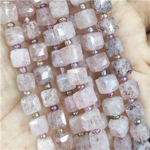 Strawberry Quartz Beads, faceted cube, approx 7-8mm
