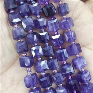 purple Amethyst Beads, faceted cube, approx 7-8mm