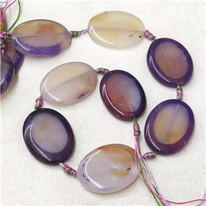 natural Agate Oval Beads, purple dye, approx 18-38mm