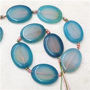 natural Agate Oval Beads, teal dye, approx 18-38mm