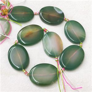 natural Agate Oval Beads, green dye, approx 18-38mm