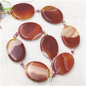 Stripe Agate Oval Beads, red, approx 30-40mm