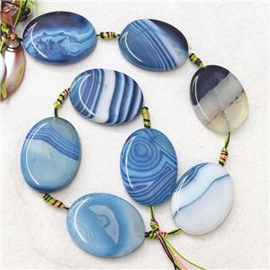 Stripe Agate Oval Beads, blue, approx 30-40mm
