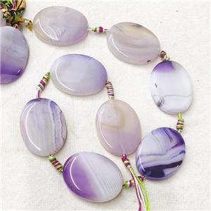 Stripe Agate Oval Beads, purple, approx 30-40mm