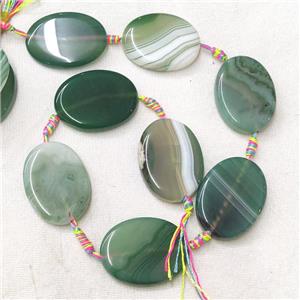 Stripe Agate Oval Beads, green, approx 30-40mm