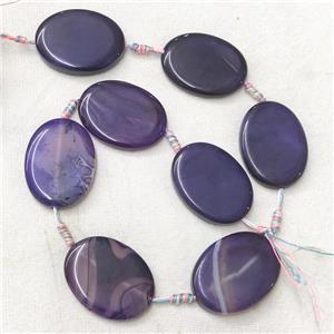 Stripe Agate Oval Beads, purple, approx 30-40mm