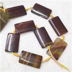 natural Agate Rectangle Beads, coffee dye, approx 25-35mm
