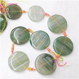 natural Agate Circle Beads, green dye, approx 35-40mm
