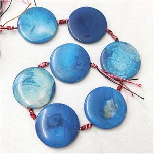 Veins Agate Circle Beads, blue, approx 35-40mm