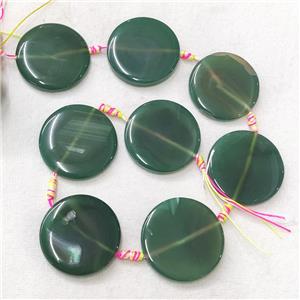 natural Agate Circle Beads, green dye, approx 35-38mm