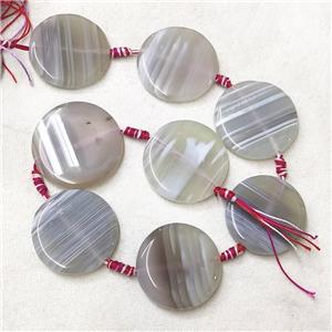 natural Agate Circle Beads, gray, approx 35-38mm