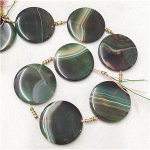 natural Agate Circle Beads, green dye, approx 40-45mm
