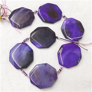 natural Agate Octagon Beads, purple dye, approx 43-48mm