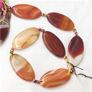 stripe Agate Oval Beads, red, approx 25-48mm