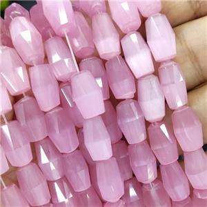 pink Cat eye stone barrle beads, faceted, approx 8.5-14mm