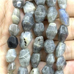 Labradorite beads, faceted freeform, approx 10-14mm