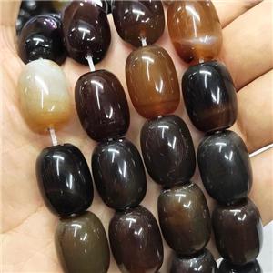 Natural Agate Barrel Beads, coffee, approx 15-20mm