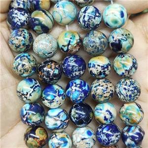 round Imperial Jasper beads, blue, approx 10mm dia