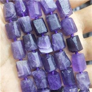 purple Amethyst tube beads, matte, approx 9-13mm