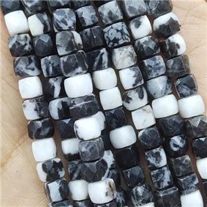 black white Jasper Beads, faceted cube, approx 4.5mm