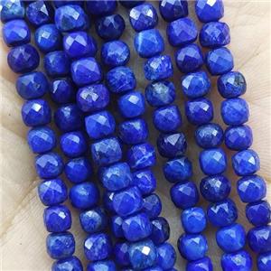 blue Lapis Lazuli Beads, faceted cube, approx 4.5mm