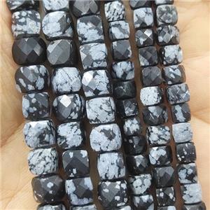 Snowflake Jasper Beads, faceted cube, approx 6.5mm