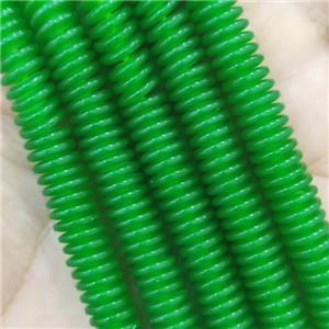 green Resin heishi spacer Beads, approx 2x8mm