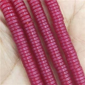 red Resin heishi spacer Beads, approx 2x6mm