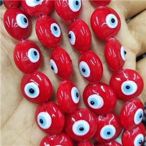 red Lampwork Glass button Beads with Evil Eye, approx 16mm, 25pcs per st