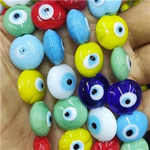 mix Lampwork Glass button Beads with Evil Eye, approx 16mm, 25pcs per st
