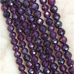 Dark Garnet Seed Beads Faceted Round, approx 2mm dia