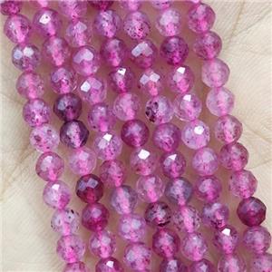 Tiny Pink Strawberry Quartz Beads Faceted Round, approx 3mm dia