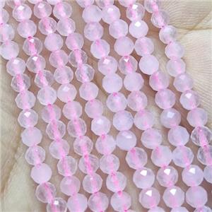 Pink Rose Quartz Beads Seed Faceted Round, approx 2mm dia