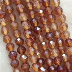 Orange Garnet Pony Beads Faceted Round, approx 4mm dia