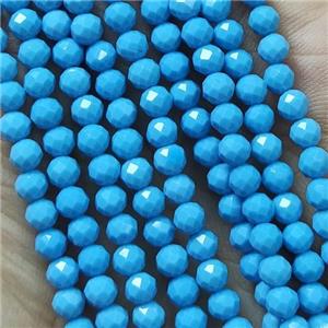 Blue Magnesite Turquoise Seed Beads Faceted Round, approx 4mm dia