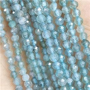 Lt.Blue Apatite Pony Beads Faceted Round, approx 3mm dia